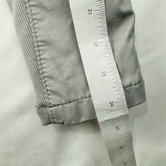 Blank NYC Small Vegan Leather/Wool Drape Jacket Coat Gray Sexy Moto Biker - Picture 7 of 9